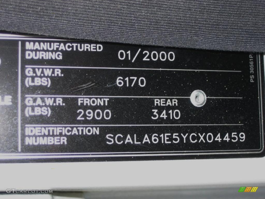 2000 Rolls-Royce Silver Seraph Standard Silver Seraph Model Info Tag Photo #46516590