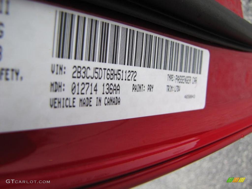 2011 Challenger Color Code PRY for Redline 3-Coat Pearl Photo #46516611