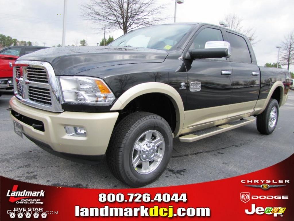 2011 Ram 2500 HD Laramie Longhorn Crew Cab 4x4 - Brilliant Black Crystal Pearl / Dark Slate Gray/Russet Brown photo #1