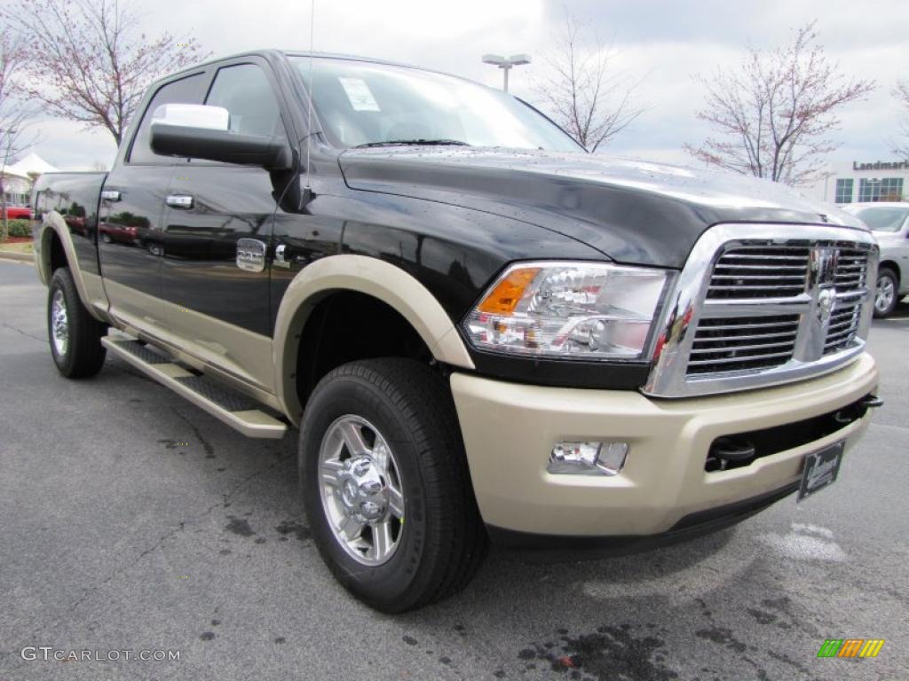 Brilliant Black Crystal Pearl 2011 Dodge Ram 2500 HD Laramie Longhorn Crew Cab 4x4 Exterior Photo #46517097