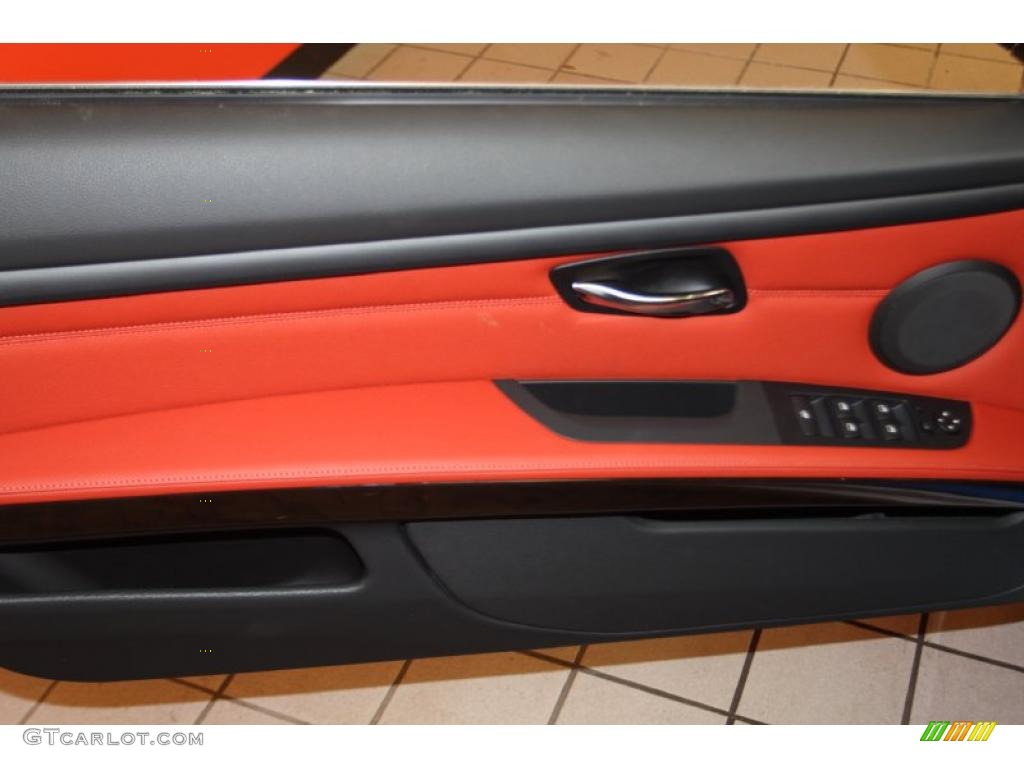 2011 BMW 3 Series 335i Convertible Coral Red/Black Dakota Leather Door Panel Photo #46518330