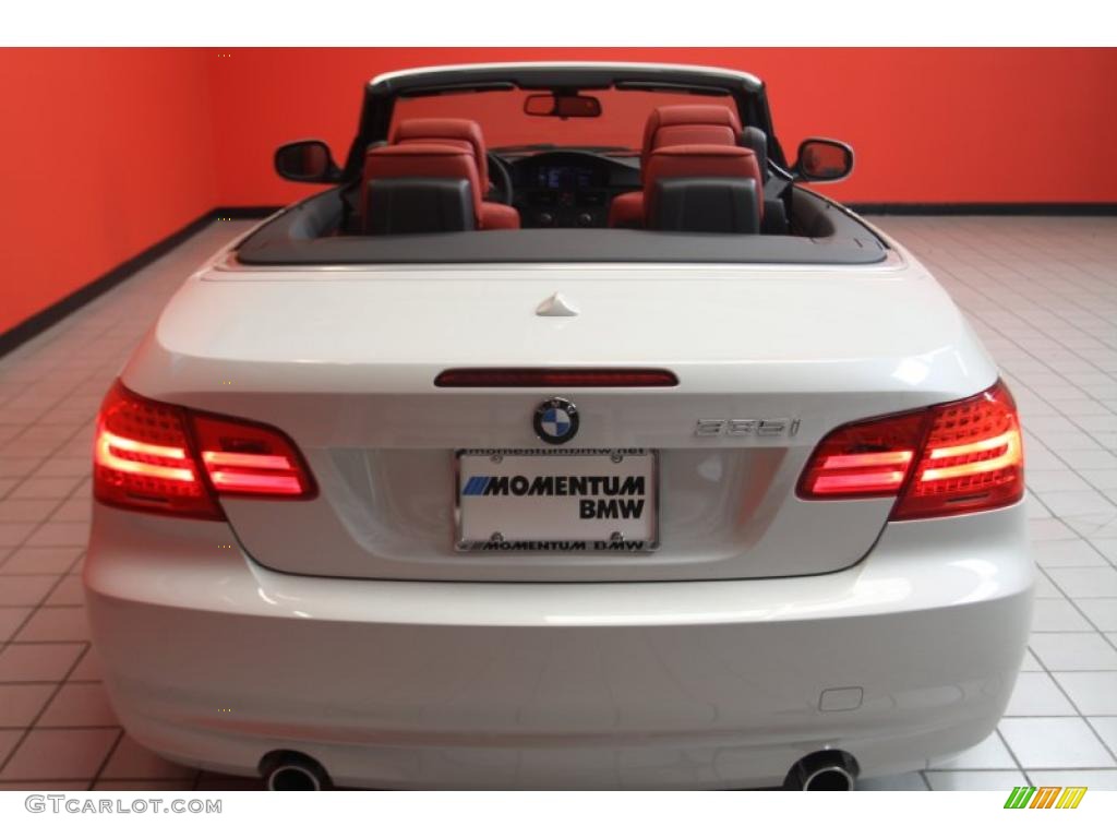 2011 3 Series 335i Convertible - Mineral White Metallic / Coral Red/Black Dakota Leather photo #23