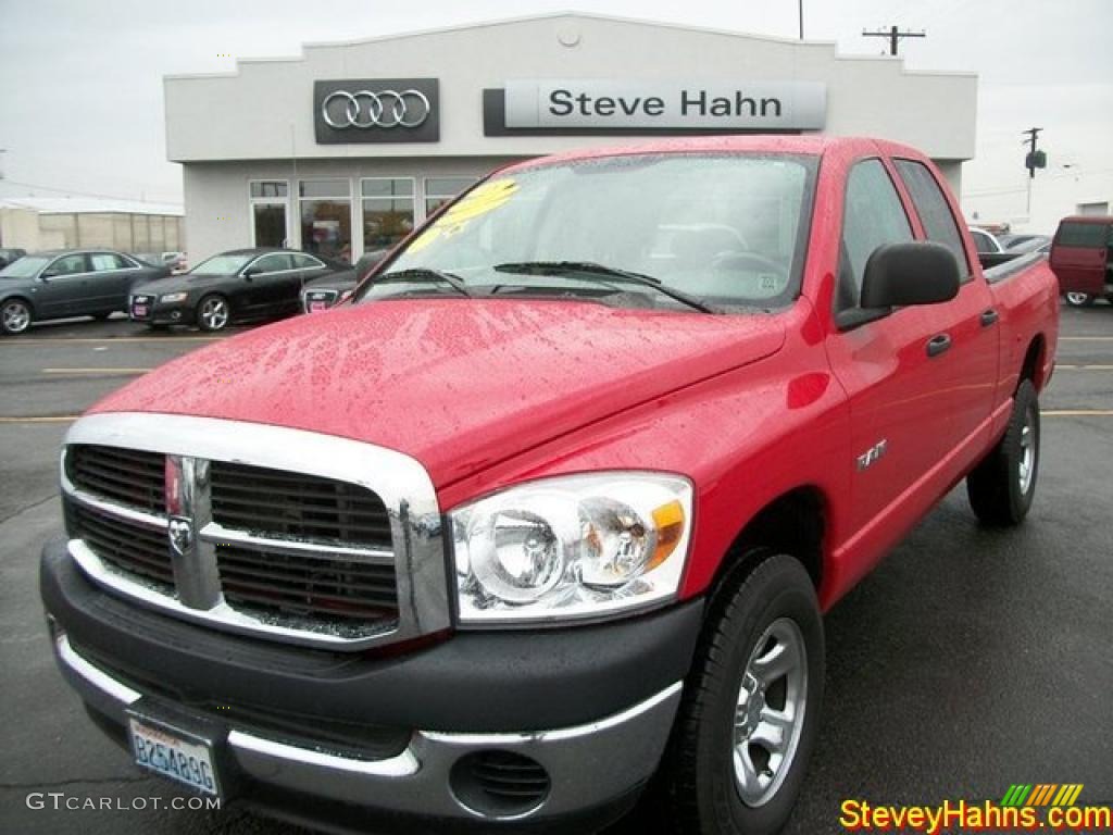 2008 Ram 1500 ST Quad Cab 4x4 - Flame Red / Medium Slate Gray photo #1