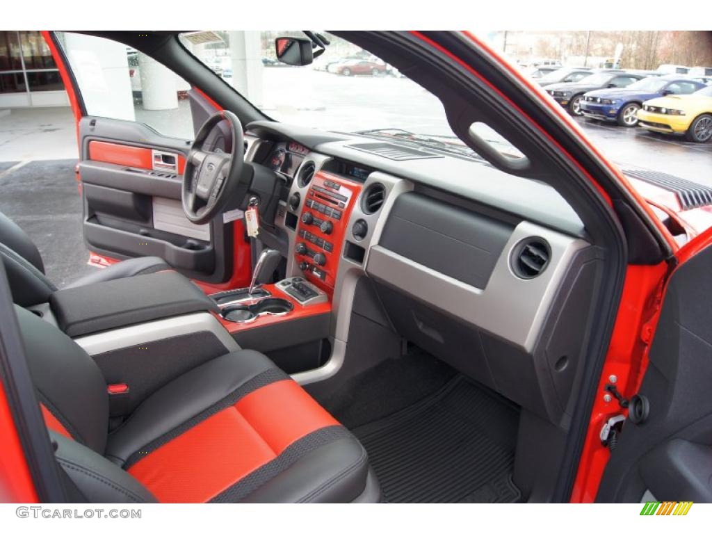Raptor Black/Orange Interior 2011 Ford F150 SVT Raptor SuperCrew 4x4 Photo #46522152