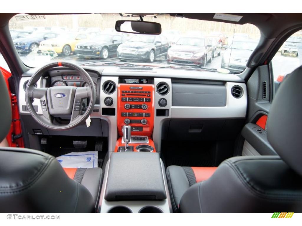 2011 Ford F150 SVT Raptor SuperCrew 4x4 Raptor Black/Orange Dashboard Photo #46522302