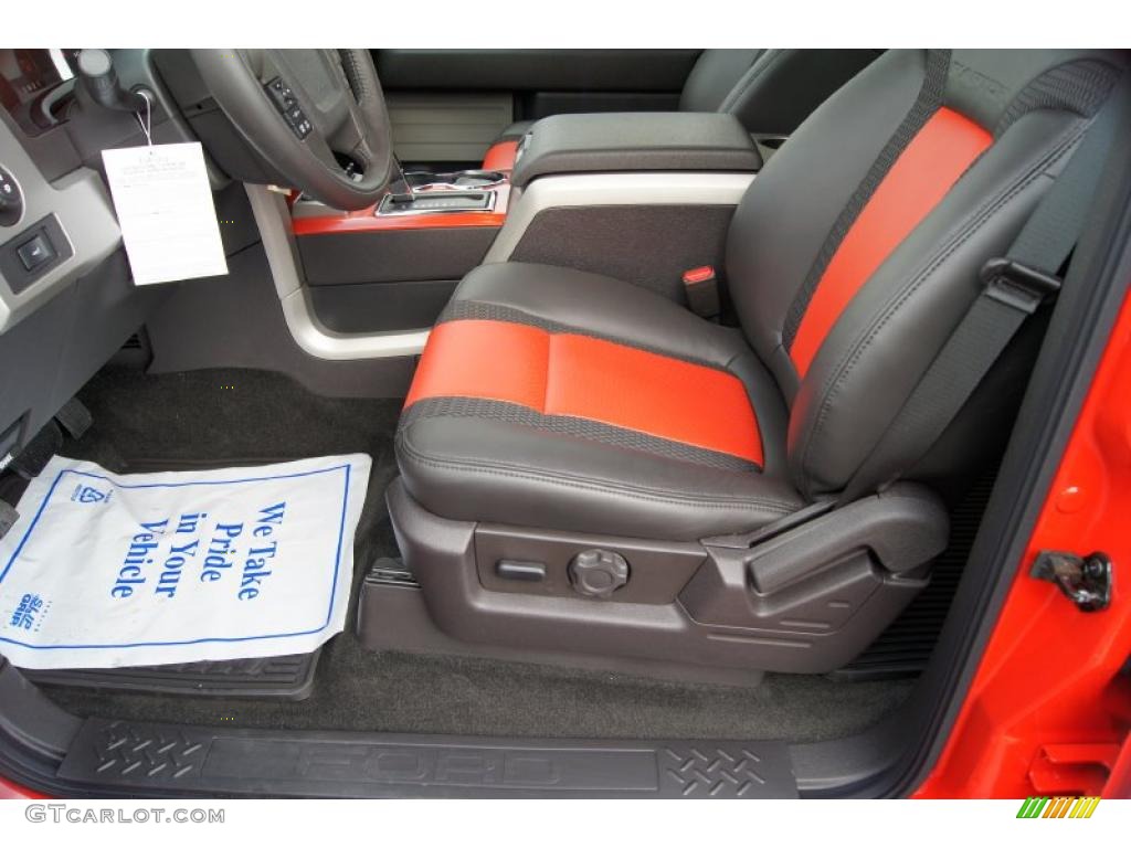Raptor Black/Orange Interior 2011 Ford F150 SVT Raptor SuperCrew 4x4 Photo #46522335