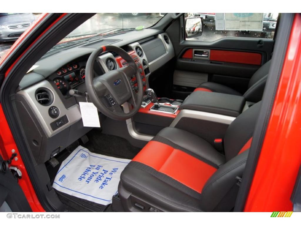 Raptor Black/Orange Interior 2011 Ford F150 SVT Raptor SuperCrew 4x4 Photo #46522344