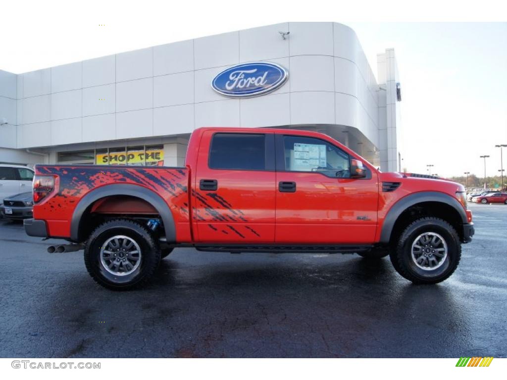 2011 F150 SVT Raptor SuperCrew 4x4 - Molten Orange Tri Coat / Raptor Black/Orange photo #42