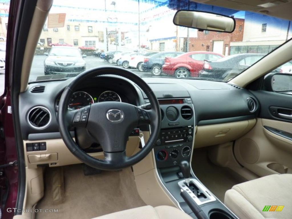 2006 MAZDA6 s Sedan - Dark Cherry Metallic / Beige photo #13