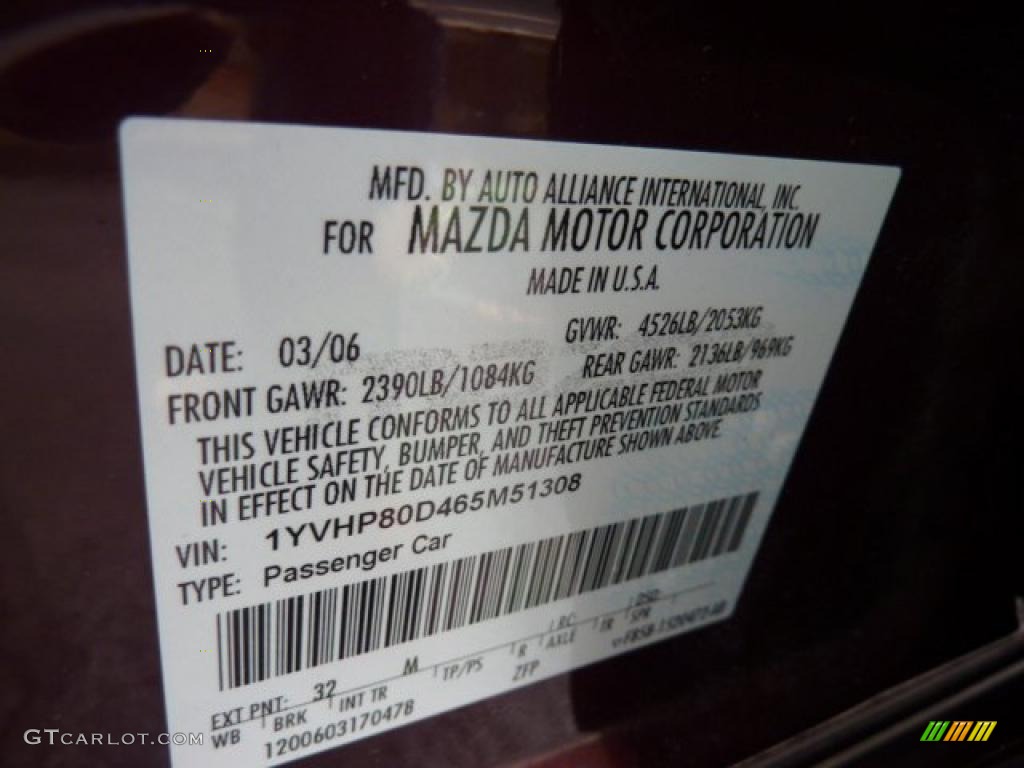 2006 MAZDA6 s Sedan - Dark Cherry Metallic / Beige photo #19