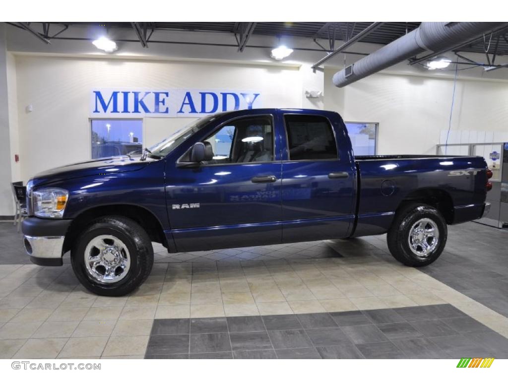 2008 Ram 1500 SXT Quad Cab - Patriot Blue Pearl / Medium Slate Gray photo #1