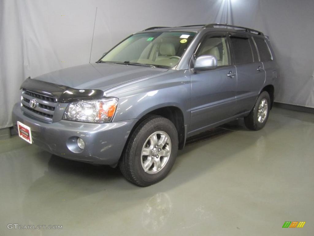 2007 Highlander V6 4WD - Bluestone Metallic / Ivory Beige photo #1