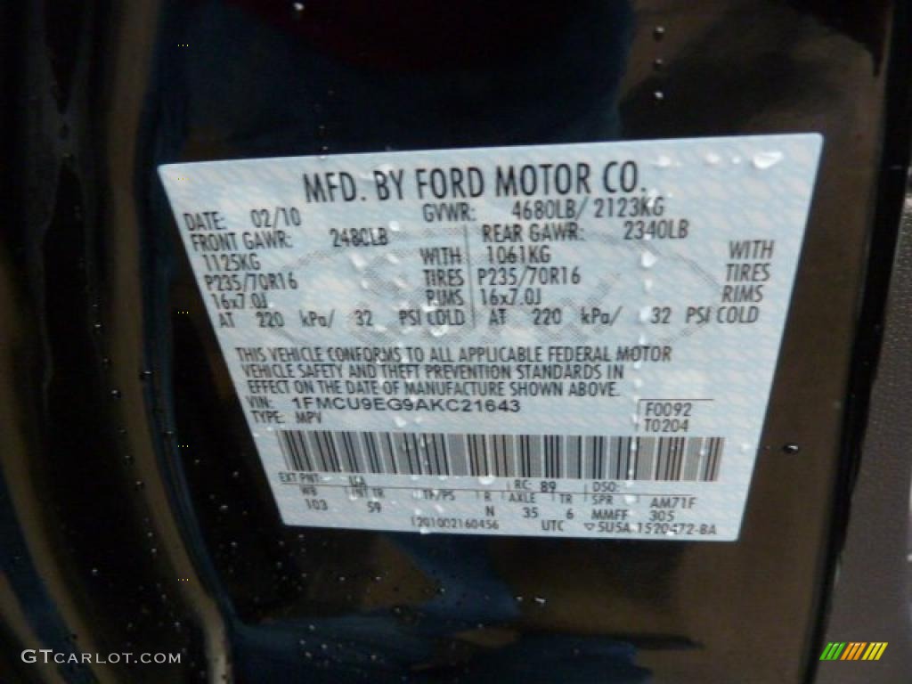 2010 Escape Limited V6 4WD - Black / Charcoal Black photo #22