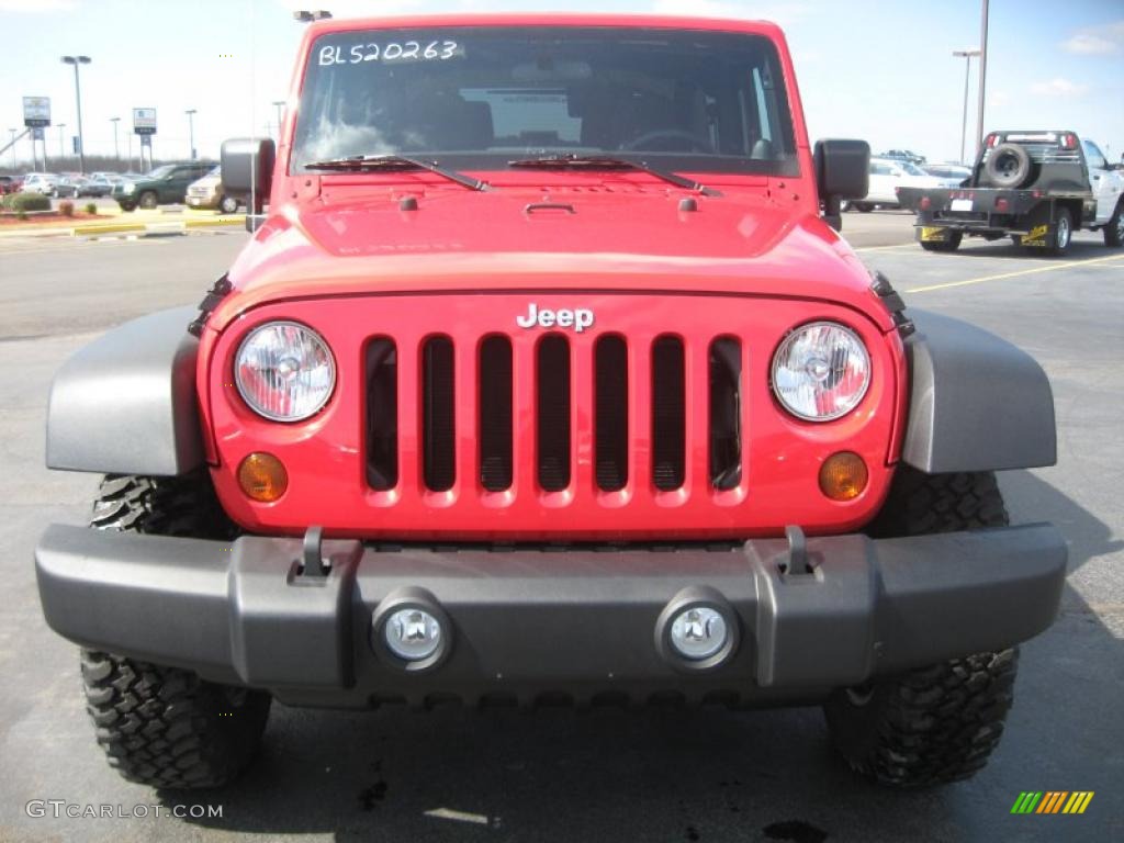 2011 Wrangler Rubicon 4x4 - Flame Red / Black photo #2