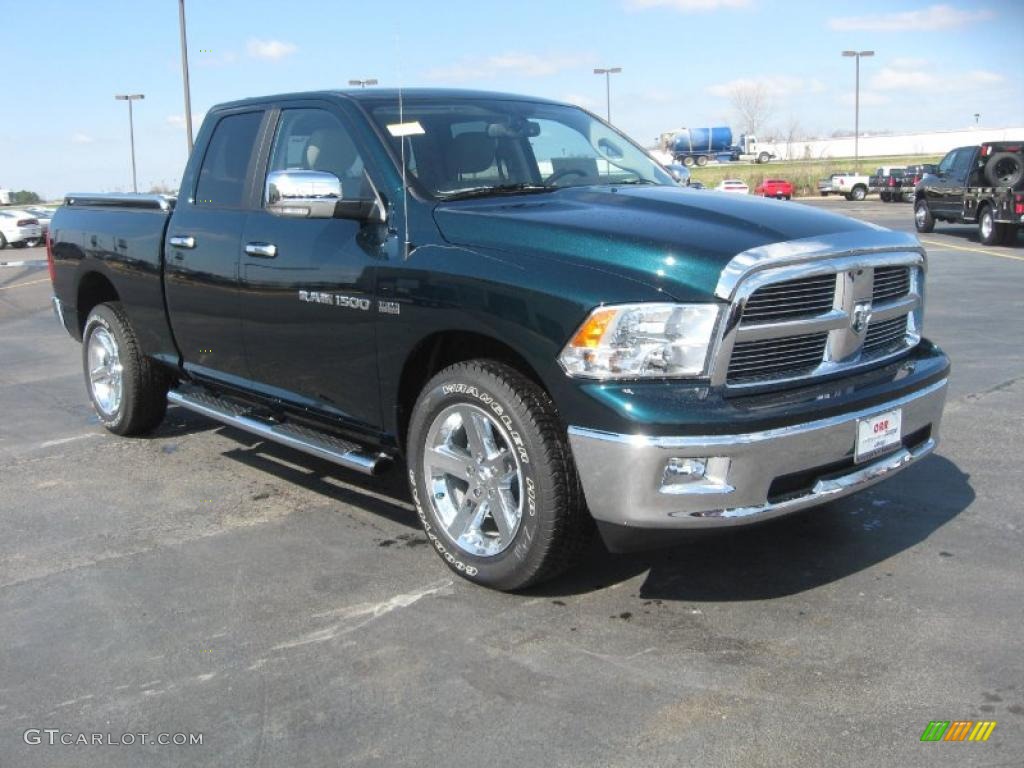 2011 Ram 1500 Big Horn Quad Cab 4x4 - Hunter Green Pearl / Light Pebble Beige/Bark Brown photo #3