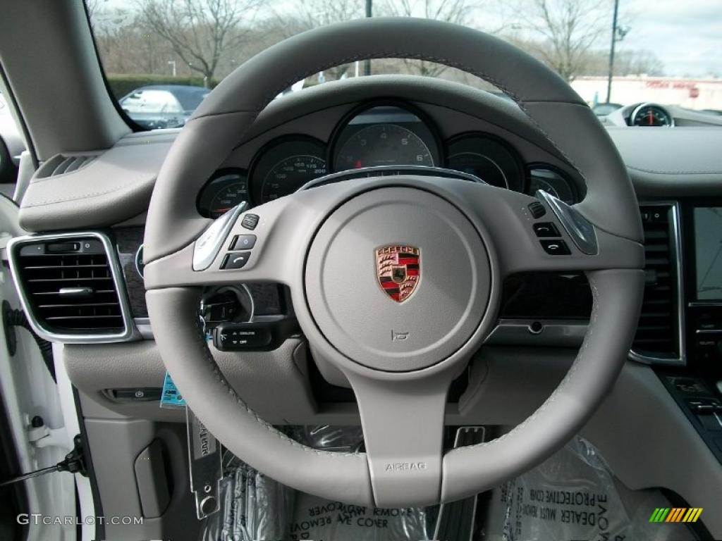 2011 Porsche Panamera S Platinum Grey Steering Wheel Photo #46550480
