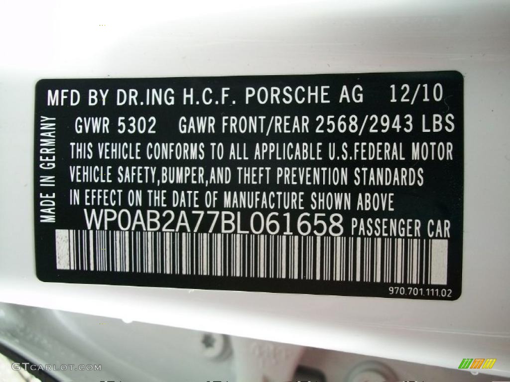 2011 Porsche Panamera S Info Tag Photo #46550771