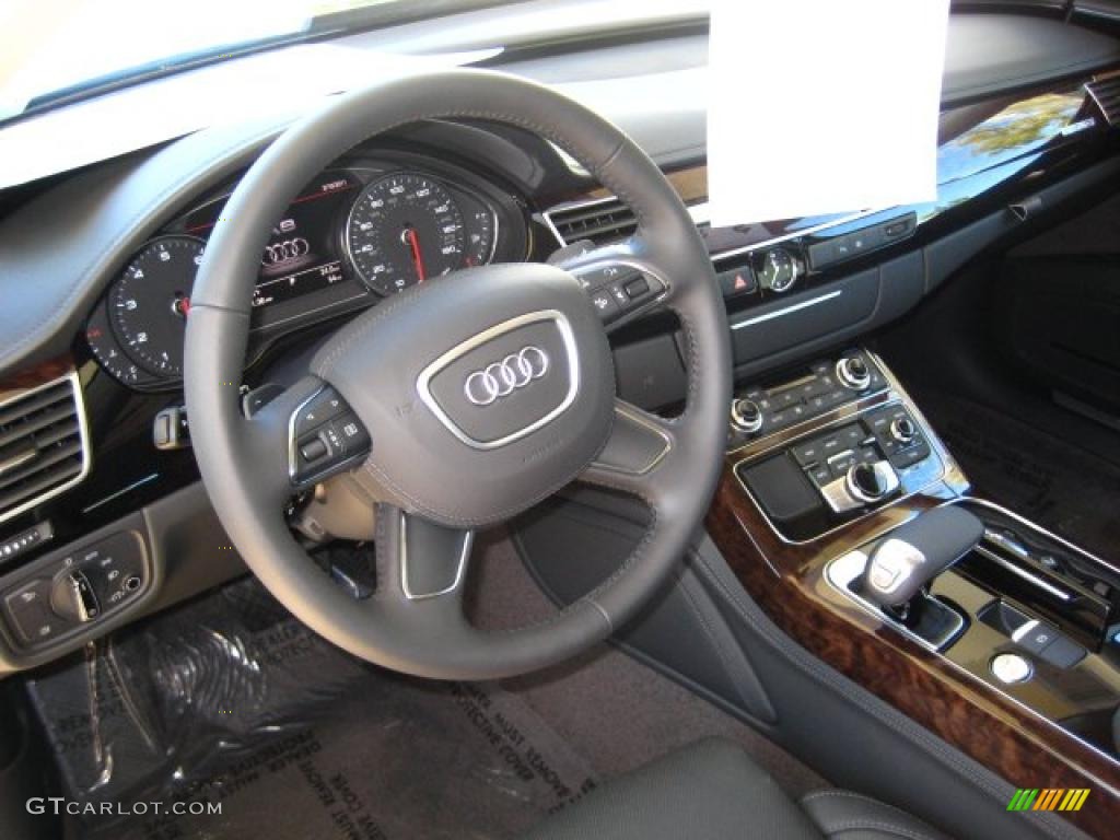 2011 Audi A8 L 4.2 FSI quattro Black Steering Wheel Photo #46551194