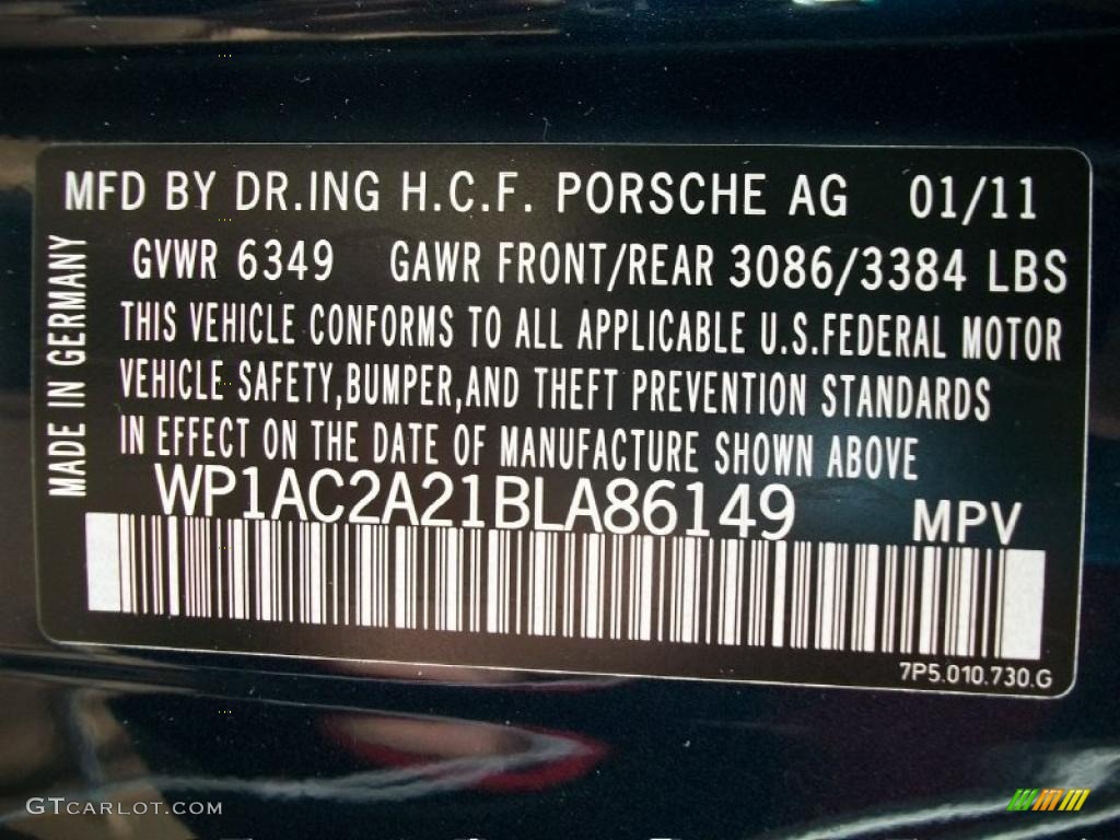 2011 Porsche Cayenne Turbo Info Tag Photo #46551890