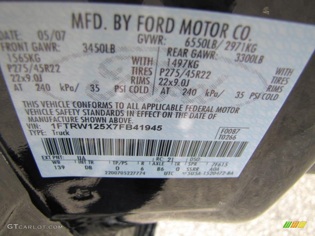 2007 F150 Color Code UA for Black Photo #46559364