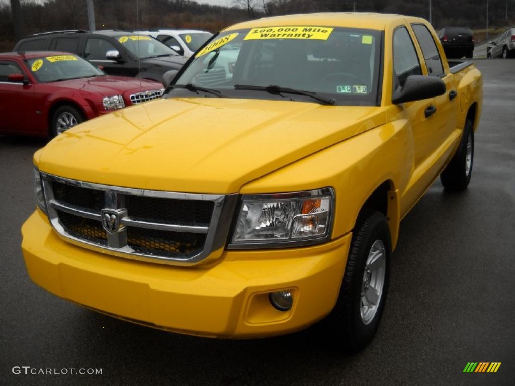 2008 Dakota SLT Crew Cab 4x4 - Detonator Yellow / Dark Slate Gray/Medium Slate Gray photo #18