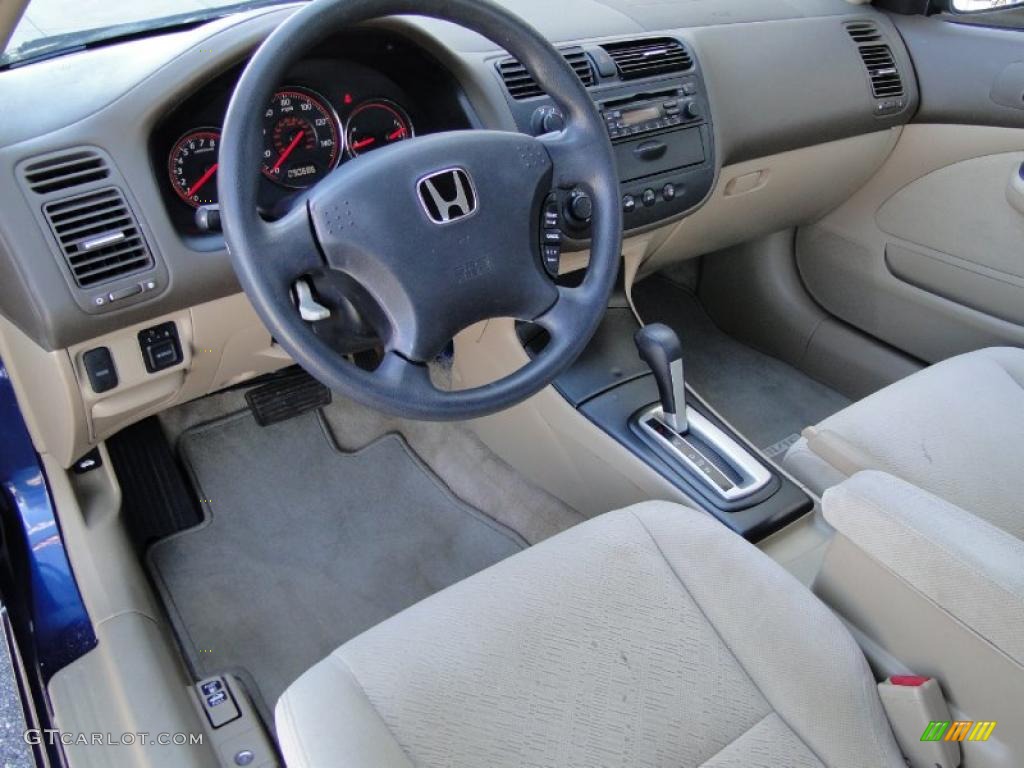 Ivory Interior 2003 Honda Civic LX Coupe Photo #46571719
