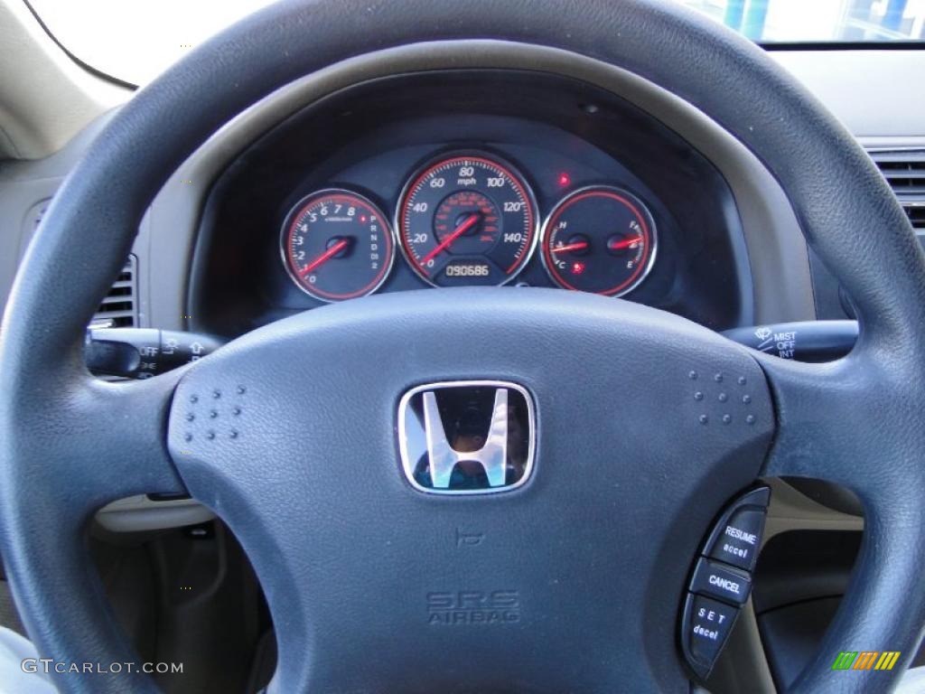 2003 Honda Civic LX Coupe Ivory Steering Wheel Photo #46571734