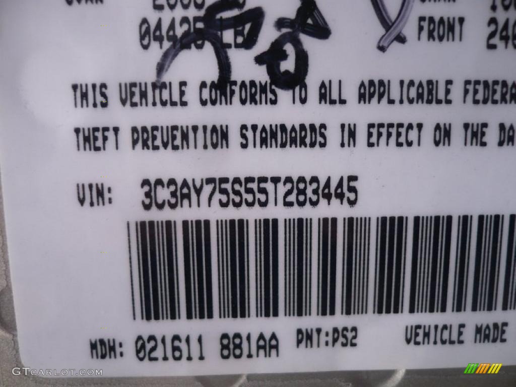 2005 PT Cruiser Color Code PS2 for Bright Silver Metallic Photo #46573831