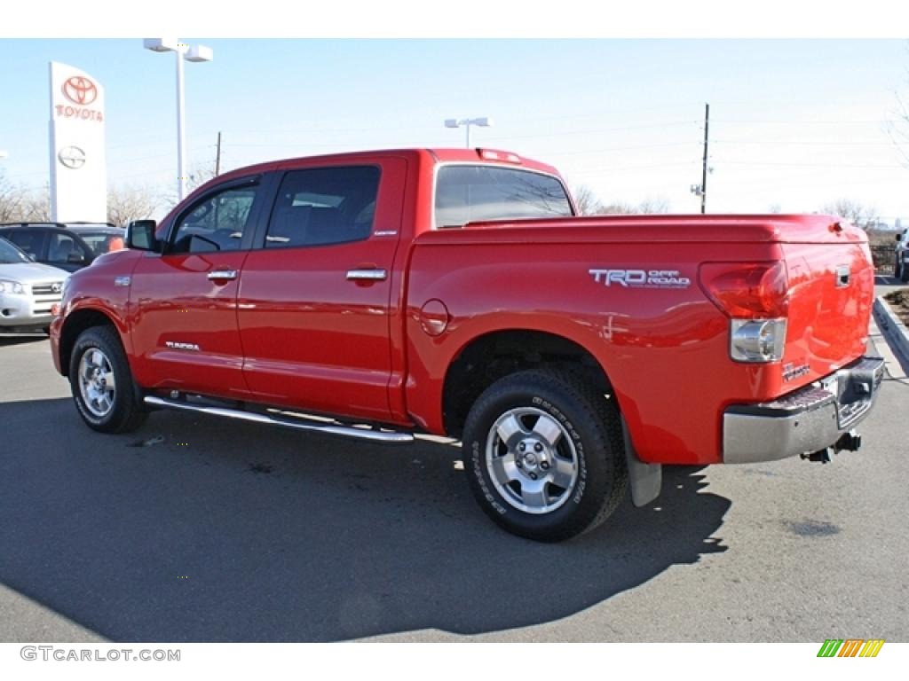 2008 Tundra Limited CrewMax 4x4 - Radiant Red / Beige photo #4