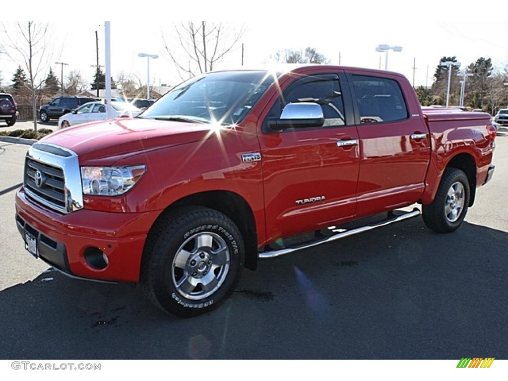 2008 Tundra Limited CrewMax 4x4 - Radiant Red / Beige photo #5