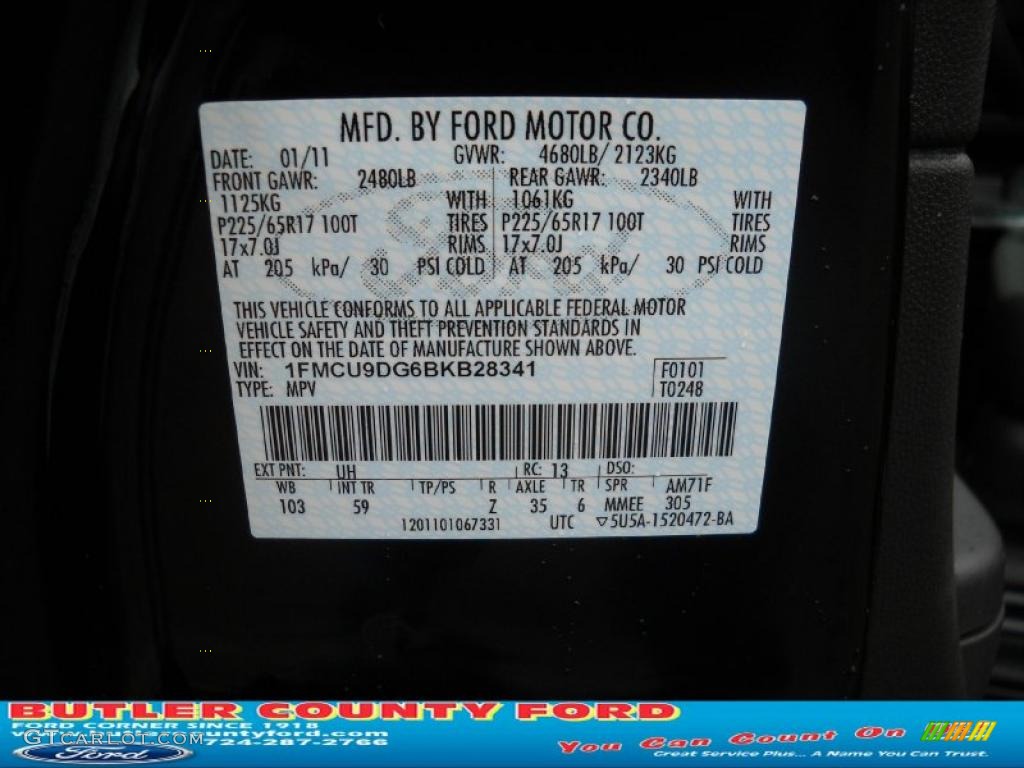 2011 Escape XLT Sport V6 4WD - Tuxedo Black Metallic / Charcoal Black photo #10
