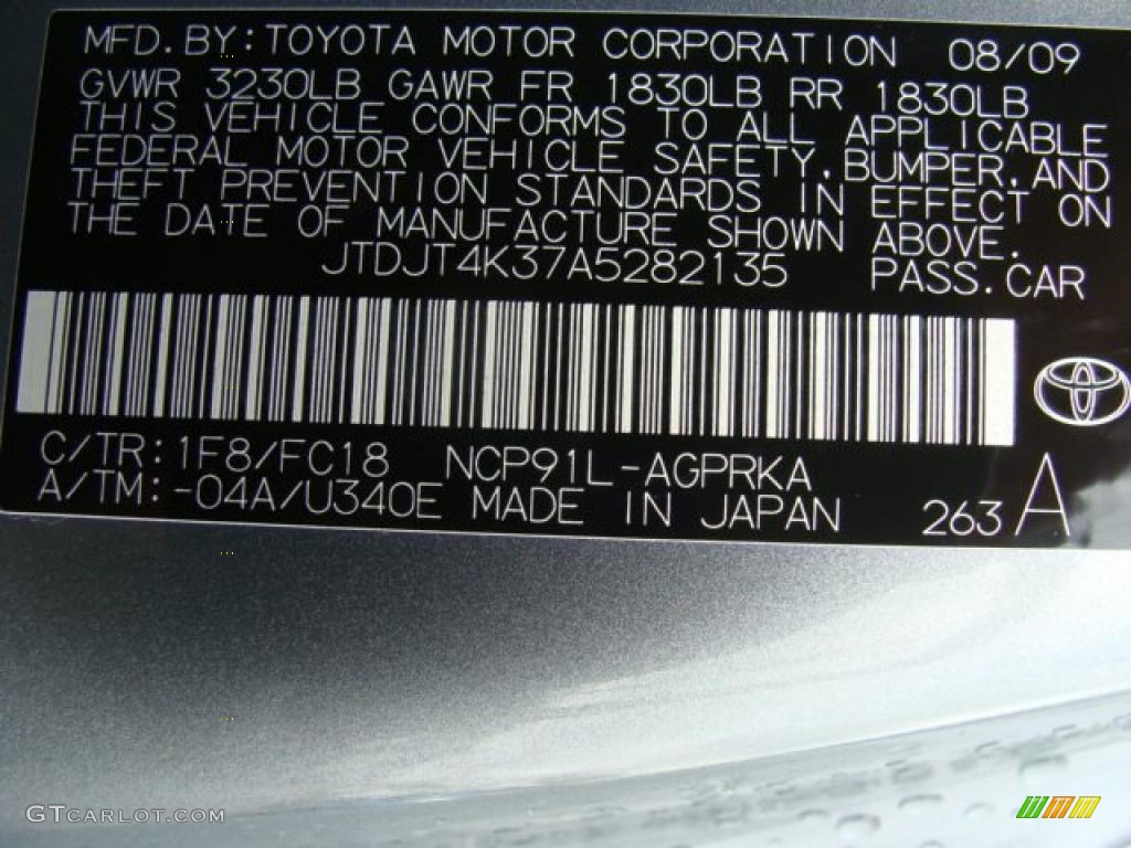 2010 Yaris Color Code 1F8 for Meteorite Metallic Photo #46591181