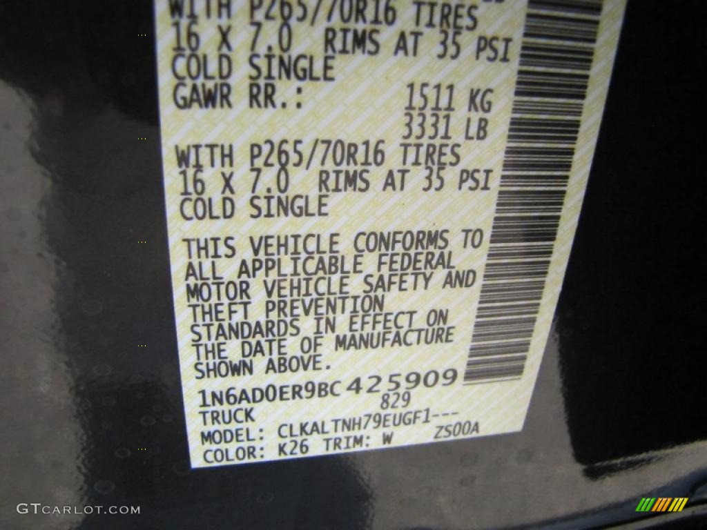 2011 Frontier Color Code K26 for Night Armor Metallic Photo #46591298