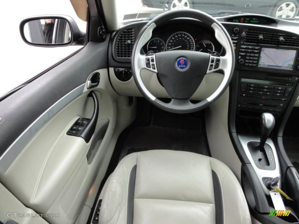 2006 Saab 9-3 Aero Sport Sedan Parchment Steering Wheel Photo #46591340