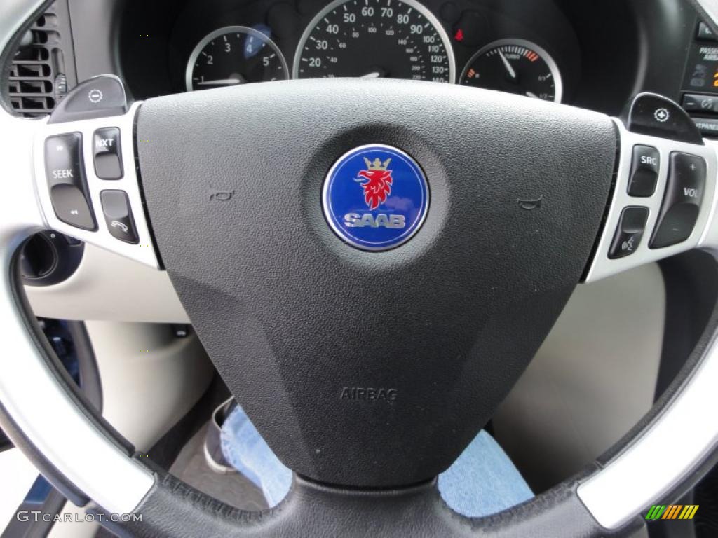 2006 Saab 9-3 Aero Sport Sedan Parchment Steering Wheel Photo #46591544
