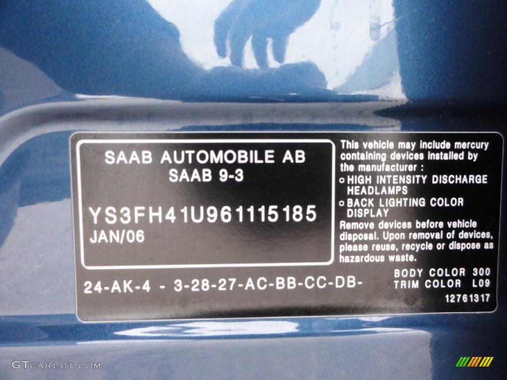 2006 9-3 Color Code 300 for Fusion Blue Metallic Photo #46591562