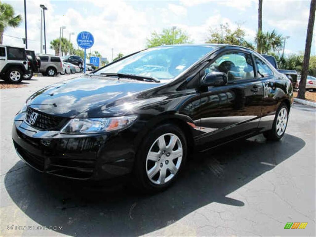 2009 Civic LX Coupe - Crystal Black Pearl / Gray photo #6