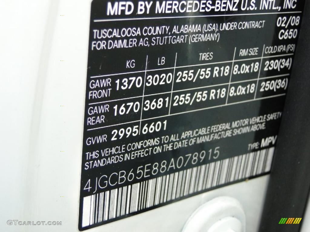 2008 R Color Code 650 for Arctic White Photo #46601609