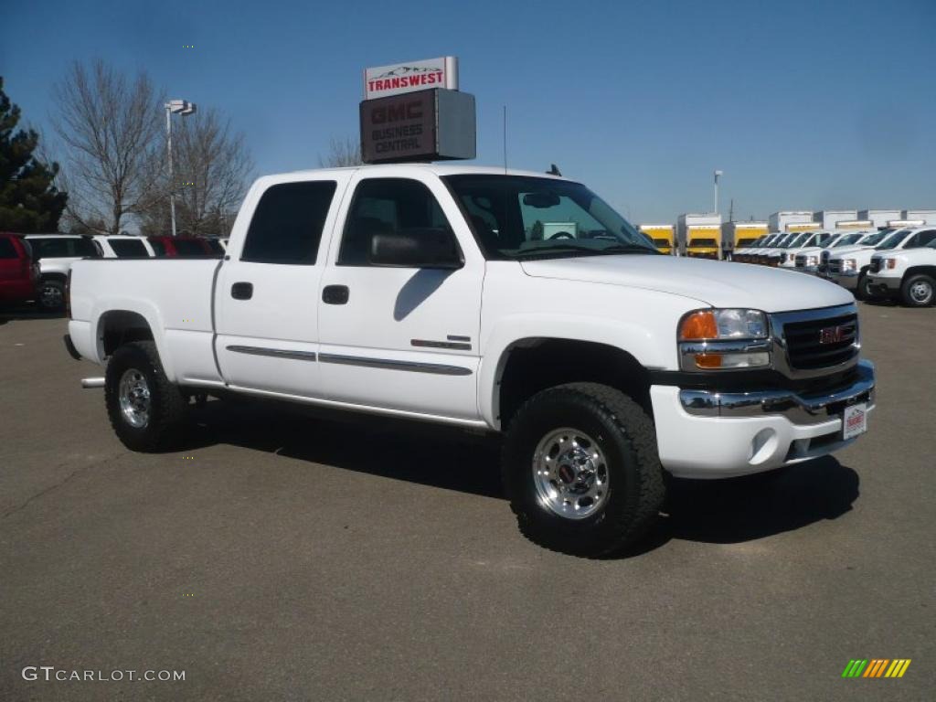 2006 Sierra 2500HD SLT Crew Cab 4x4 - Summit White / Pewter photo #1