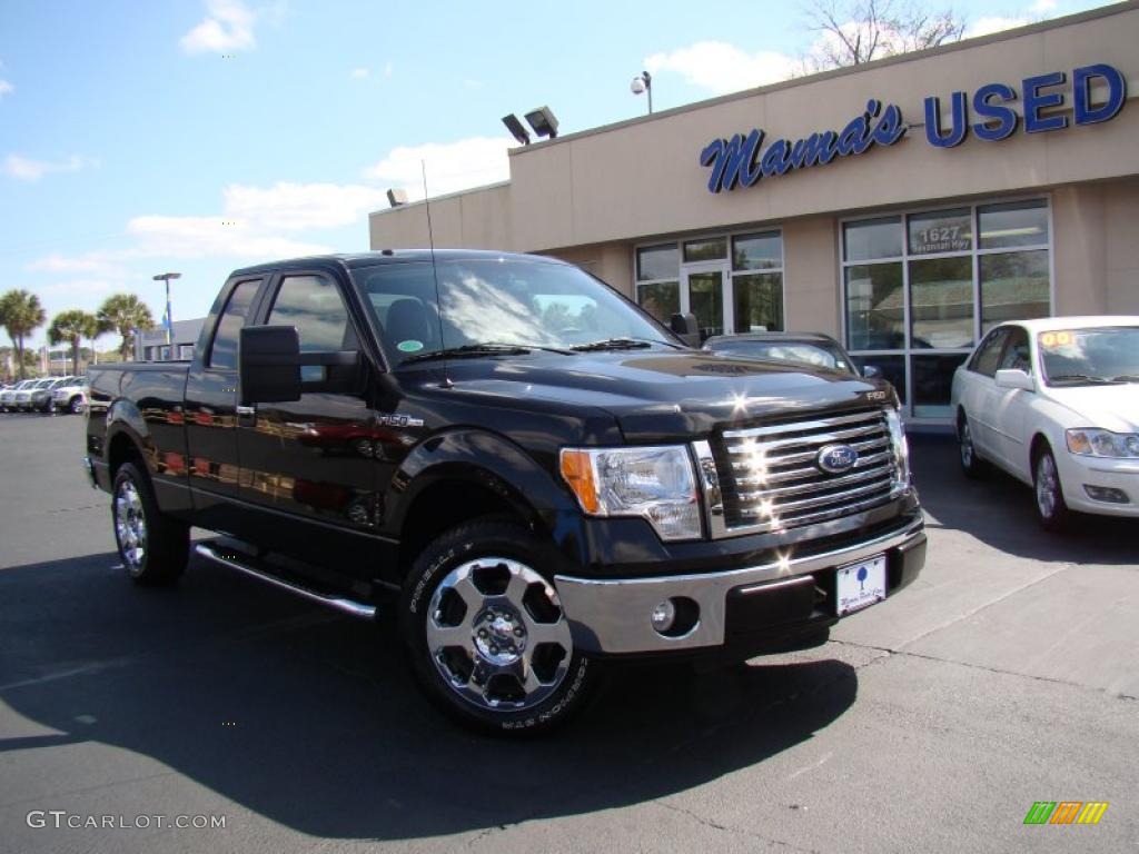 2010 F150 XLT SuperCab - Tuxedo Black / Medium Stone photo #32