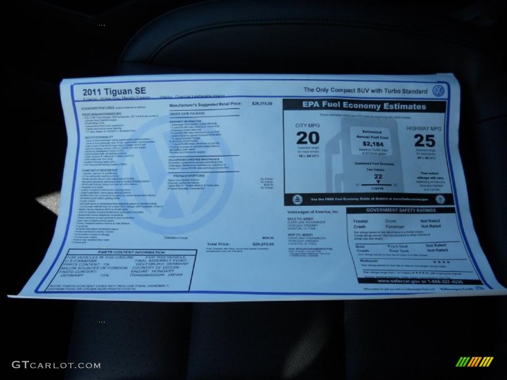 2011 Volkswagen Tiguan SE Window Sticker Photo #46607536