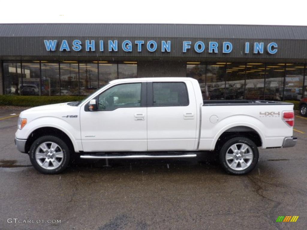2011 F150 Lariat SuperCrew 4x4 - White Platinum Metallic Tri-Coat / Black photo #1