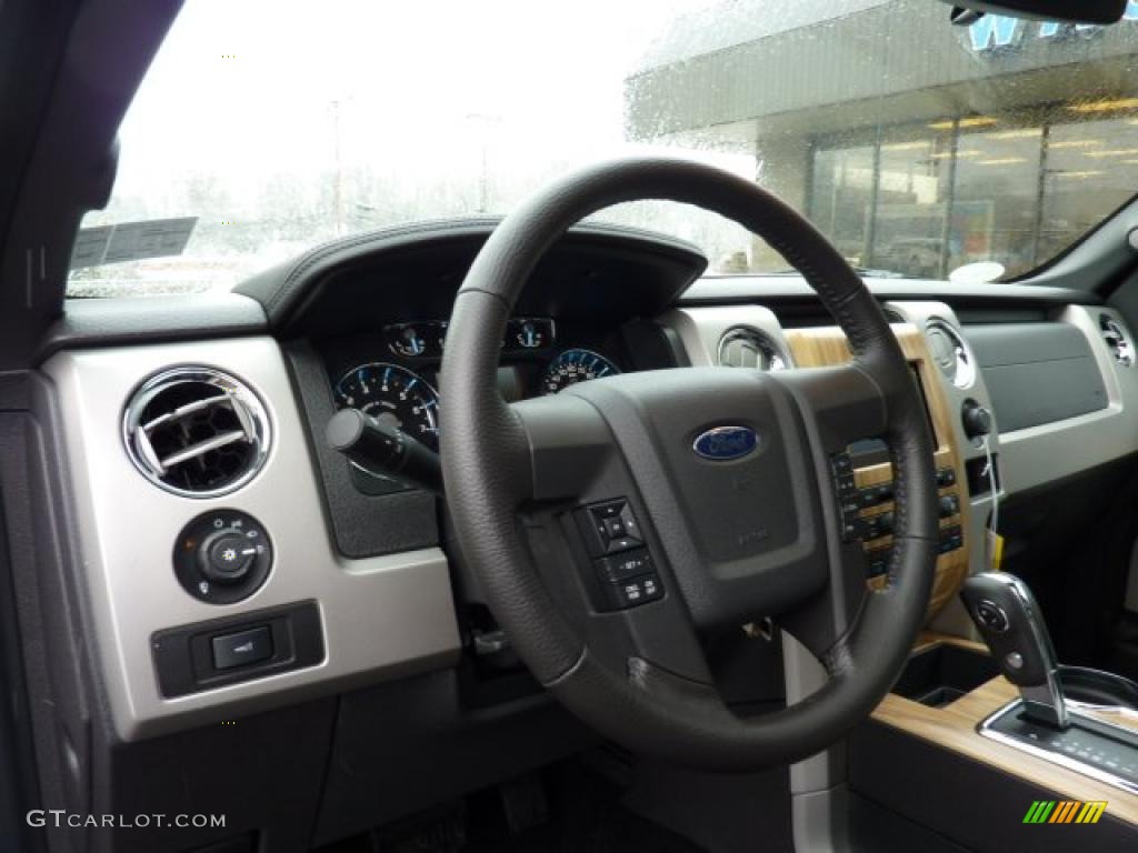 2011 Ford F150 Lariat SuperCrew 4x4 Black Steering Wheel Photo #46608088