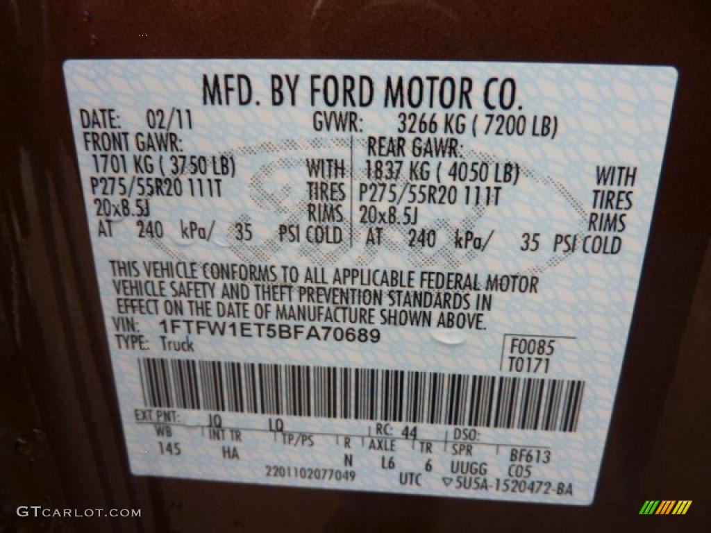 2011 F150 Color Code JQ for Golden Bronze Metallic Photo #46608682
