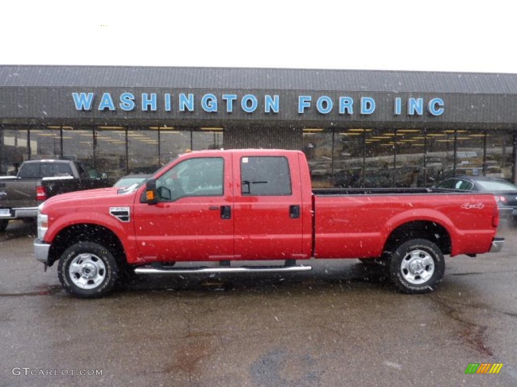 2010 F250 Super Duty XLT Crew Cab 4x4 - Vermillion Red / Medium Stone photo #1