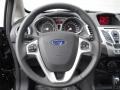 Charcoal Black Leather 2011 Ford Fiesta SES Hatchback Steering Wheel