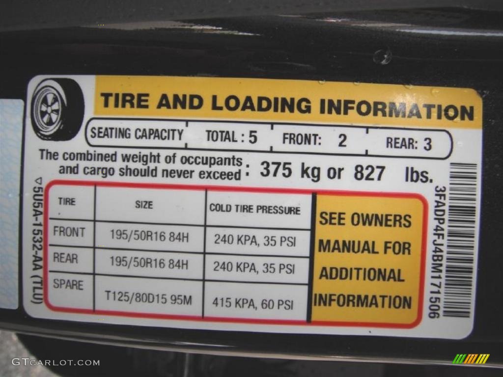 2011 Ford Fiesta SES Hatchback Info Tag Photos