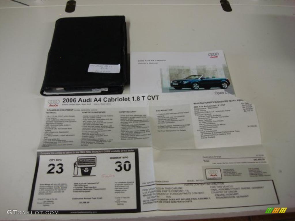 2006 Audi A4 1.8T Cabriolet Window Sticker Photo #46623565