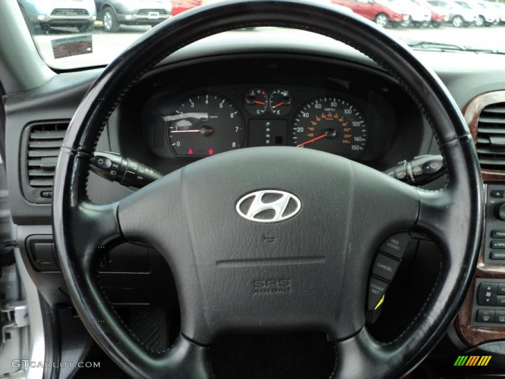 2005 Hyundai Sonata LX V6 Black Steering Wheel Photo #46623901