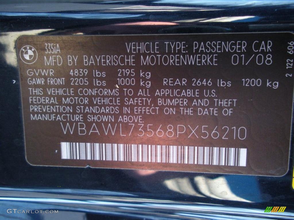 2008 BMW 3 Series 335i Convertible Info Tag Photo #46626538